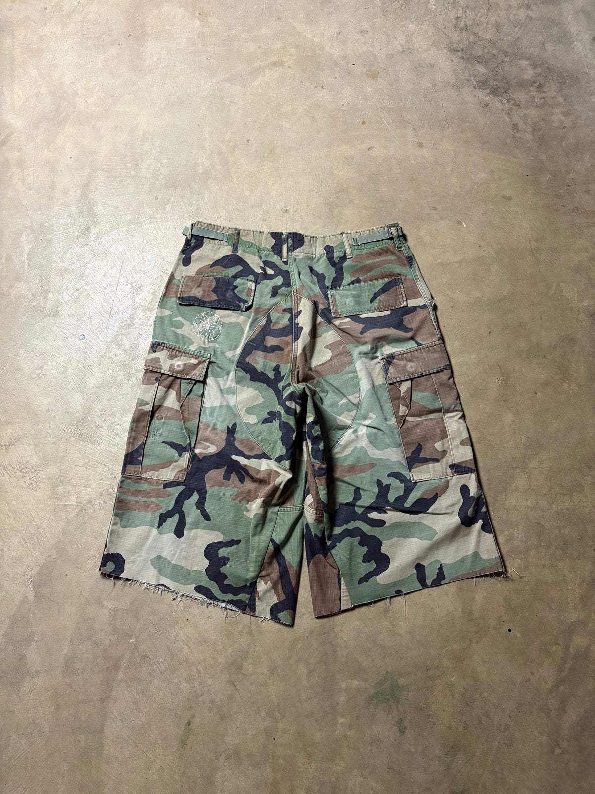 Vintage Faded Sashiko-Repaired Military Camo Short -32