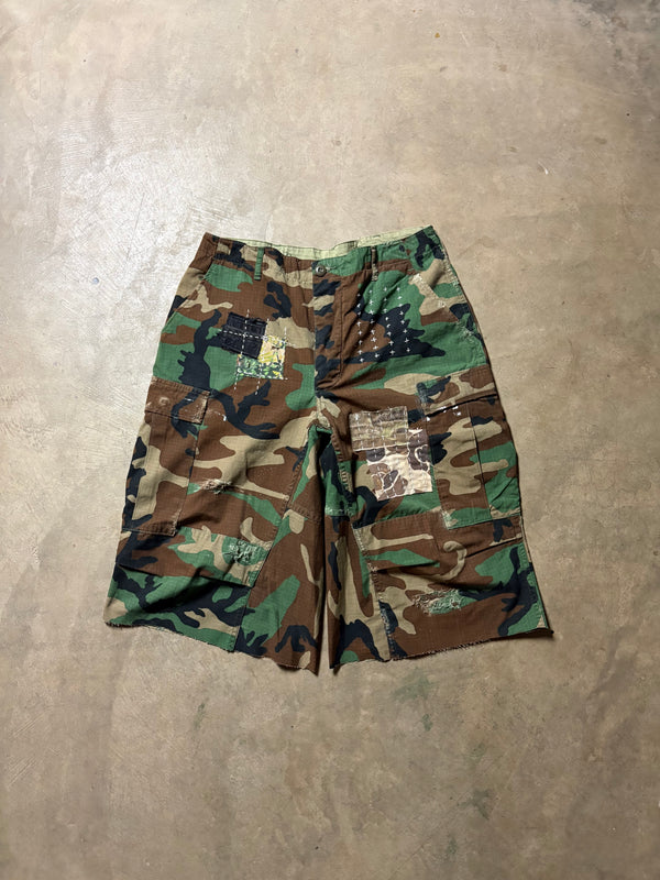 Vintage Sashiko-Repaired Military Camo Short - 32
