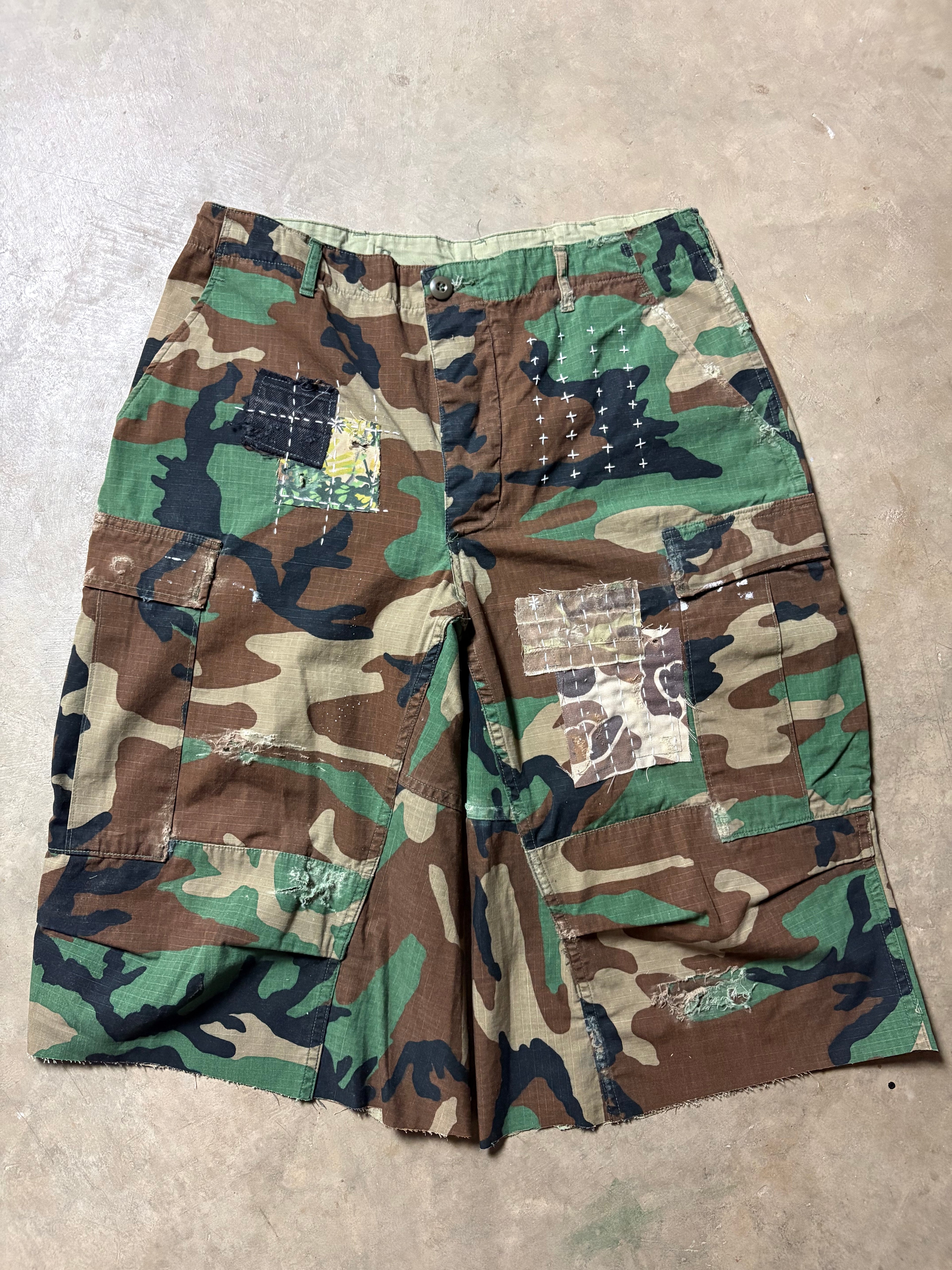 Vintage Sashiko-Repaired Military Camo Short - 32