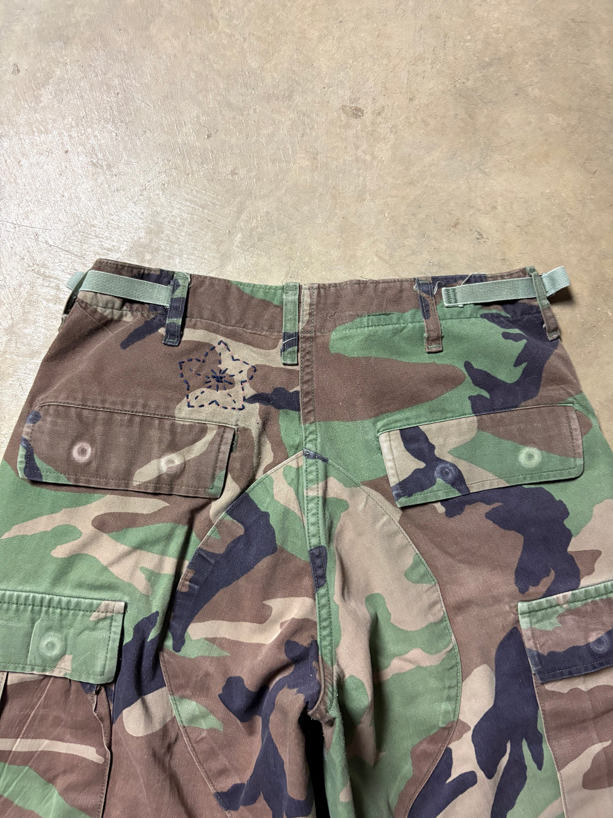 Vintage Sashiko-Repaired Floral Military Camo Short - 28
