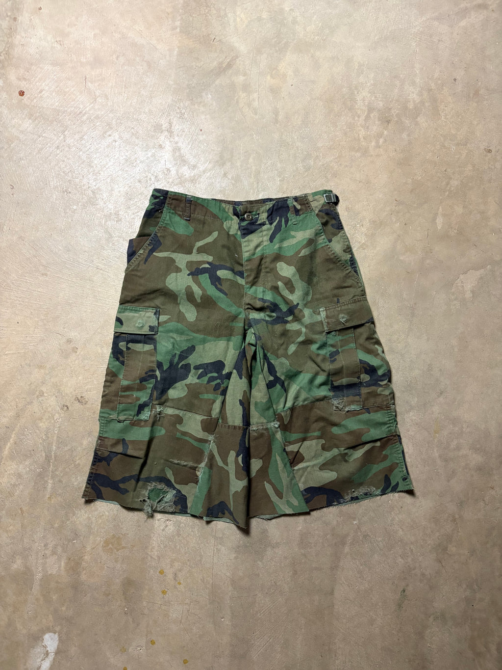 Vintage Distressed  Military Camo 3/4 Short - 30