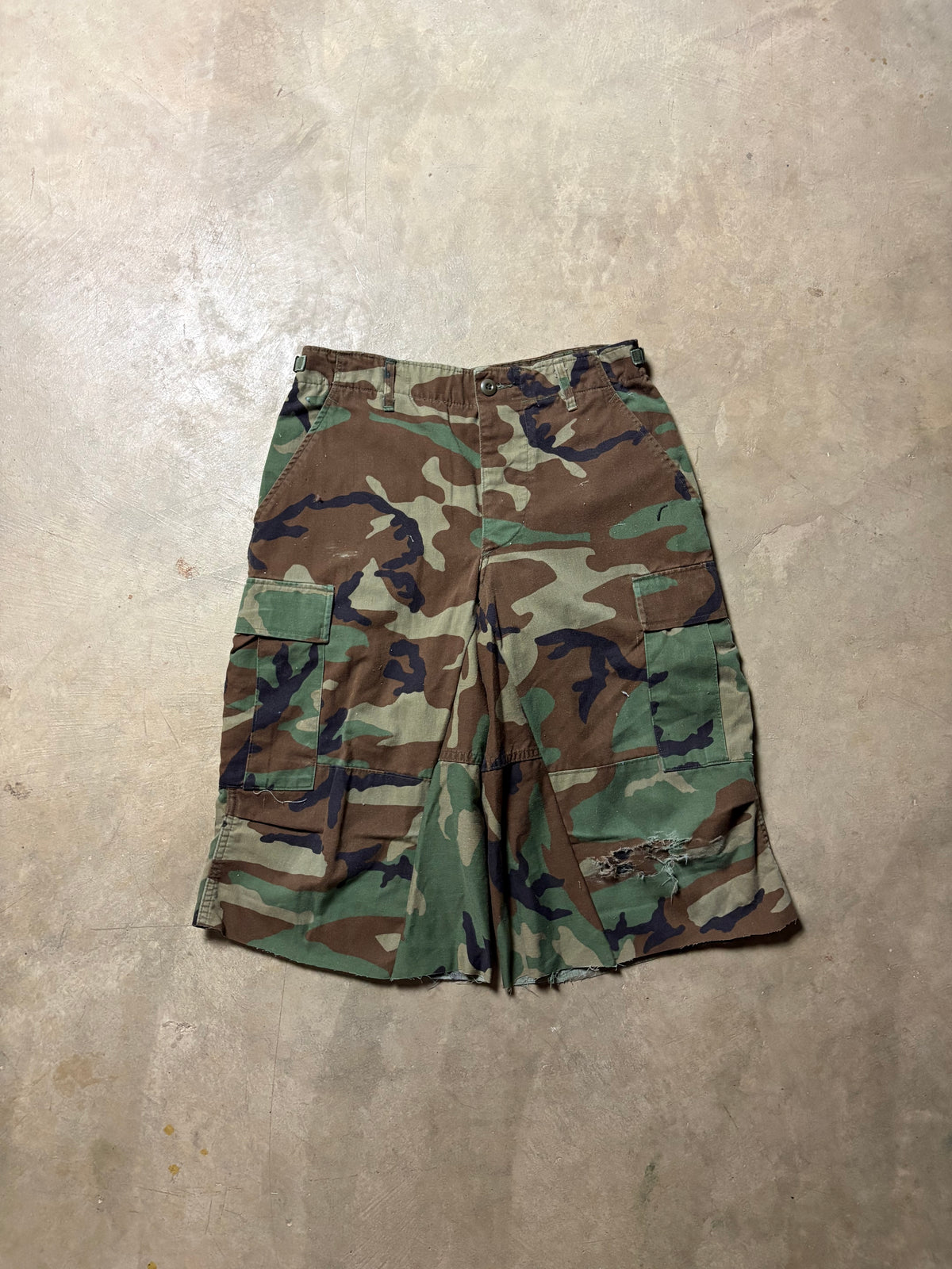 Vintage Distressed  Military Camo 3/4 Short - 30