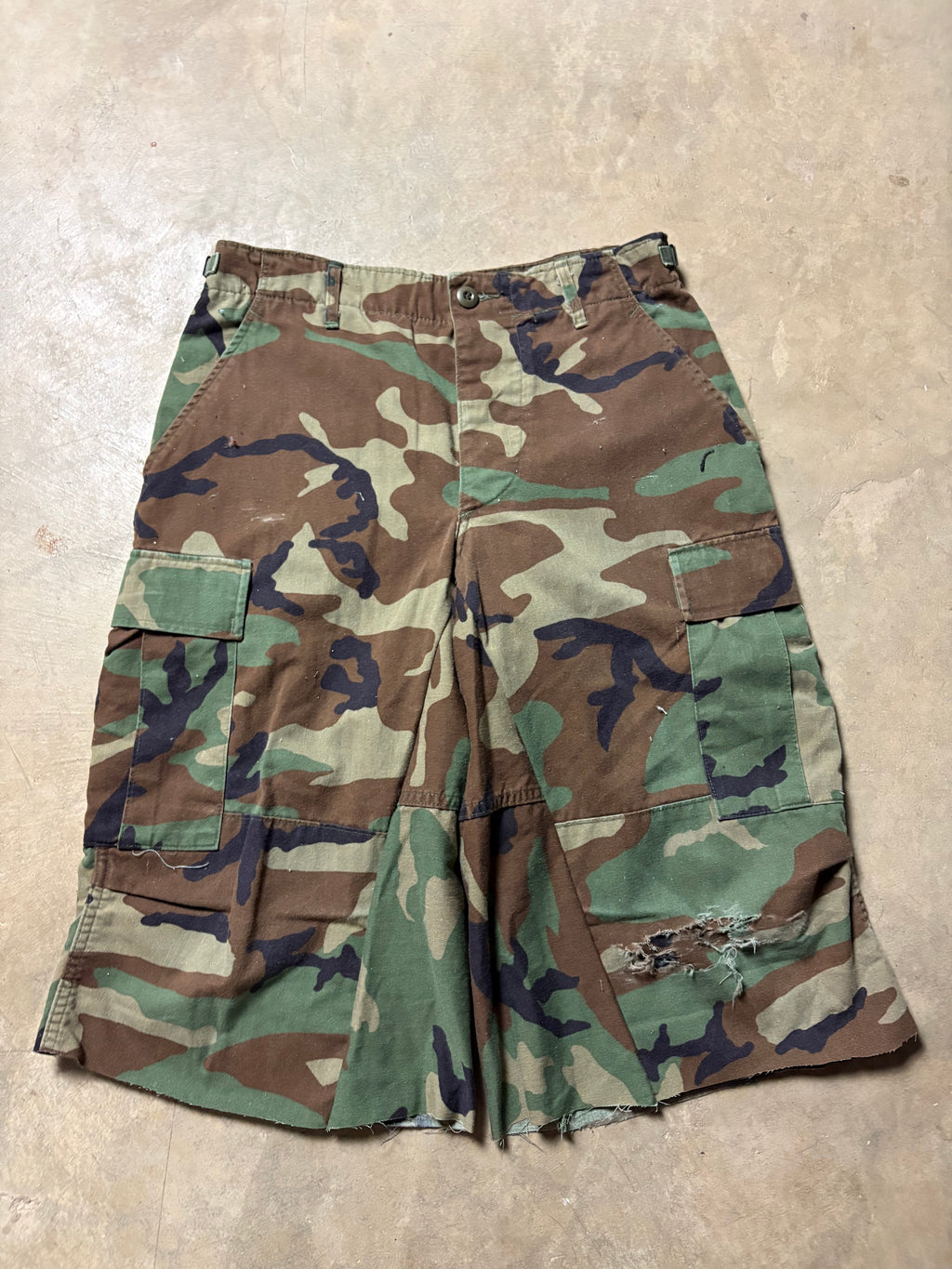 Vintage Distressed  Military Camo 3/4 Short - 30