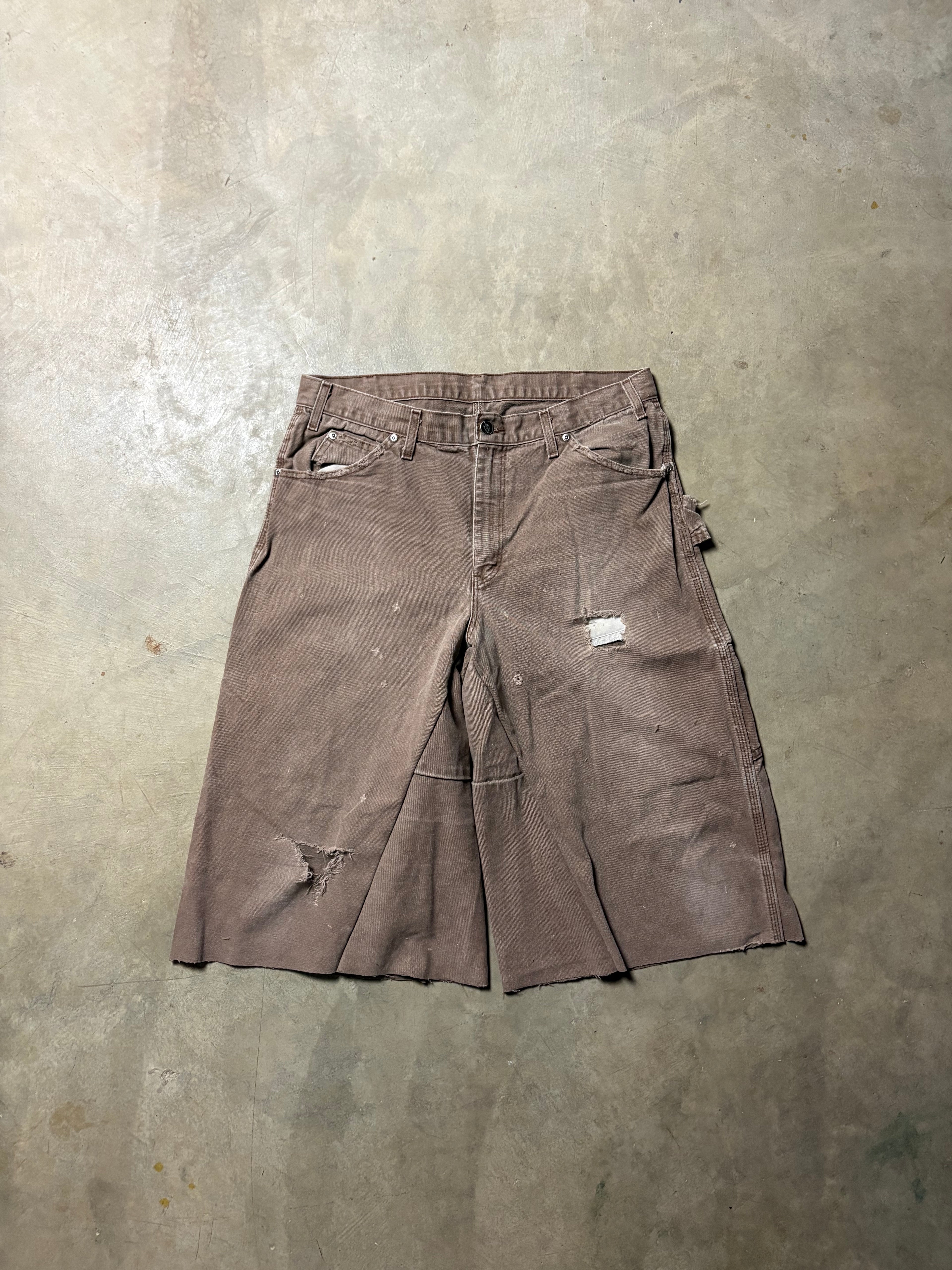 Vintage Brown Dickies Distressed Carpenter 3/4 Short - 32