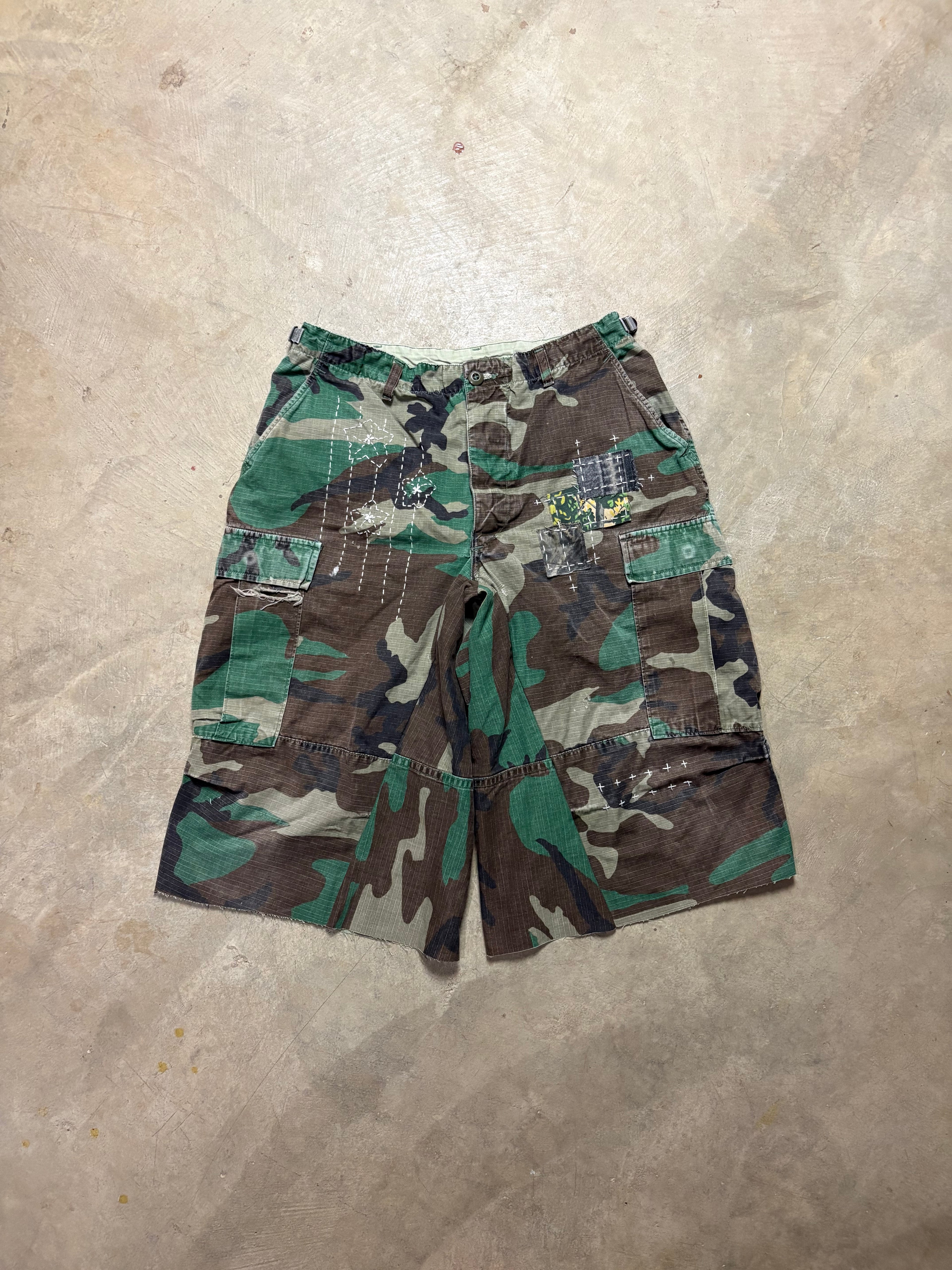 Vintage Sashiko-Repaired Military Camo Short - 34