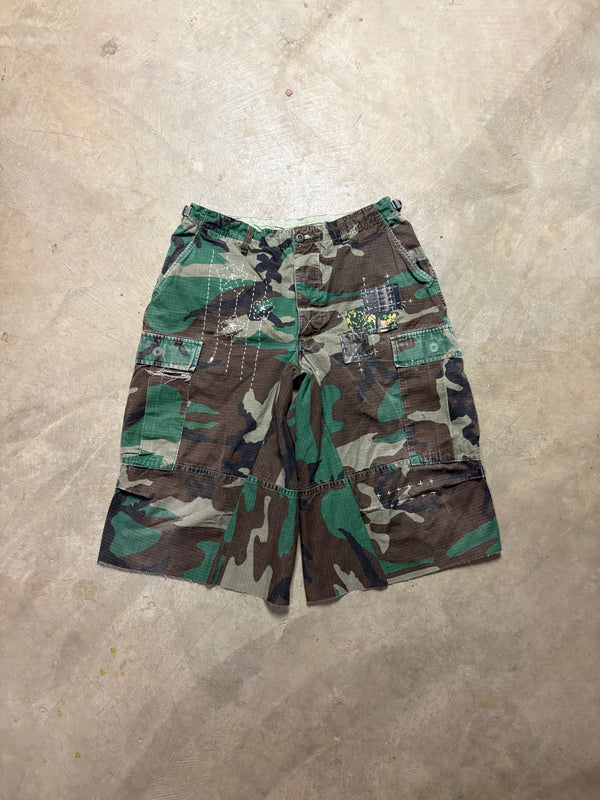 Vintage Sashiko-Repaired Military Camo Short - 34