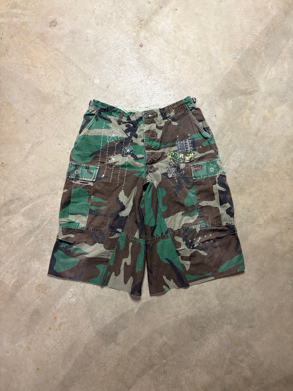 Vintage Sashiko-Repaired Military Camo Short - 32