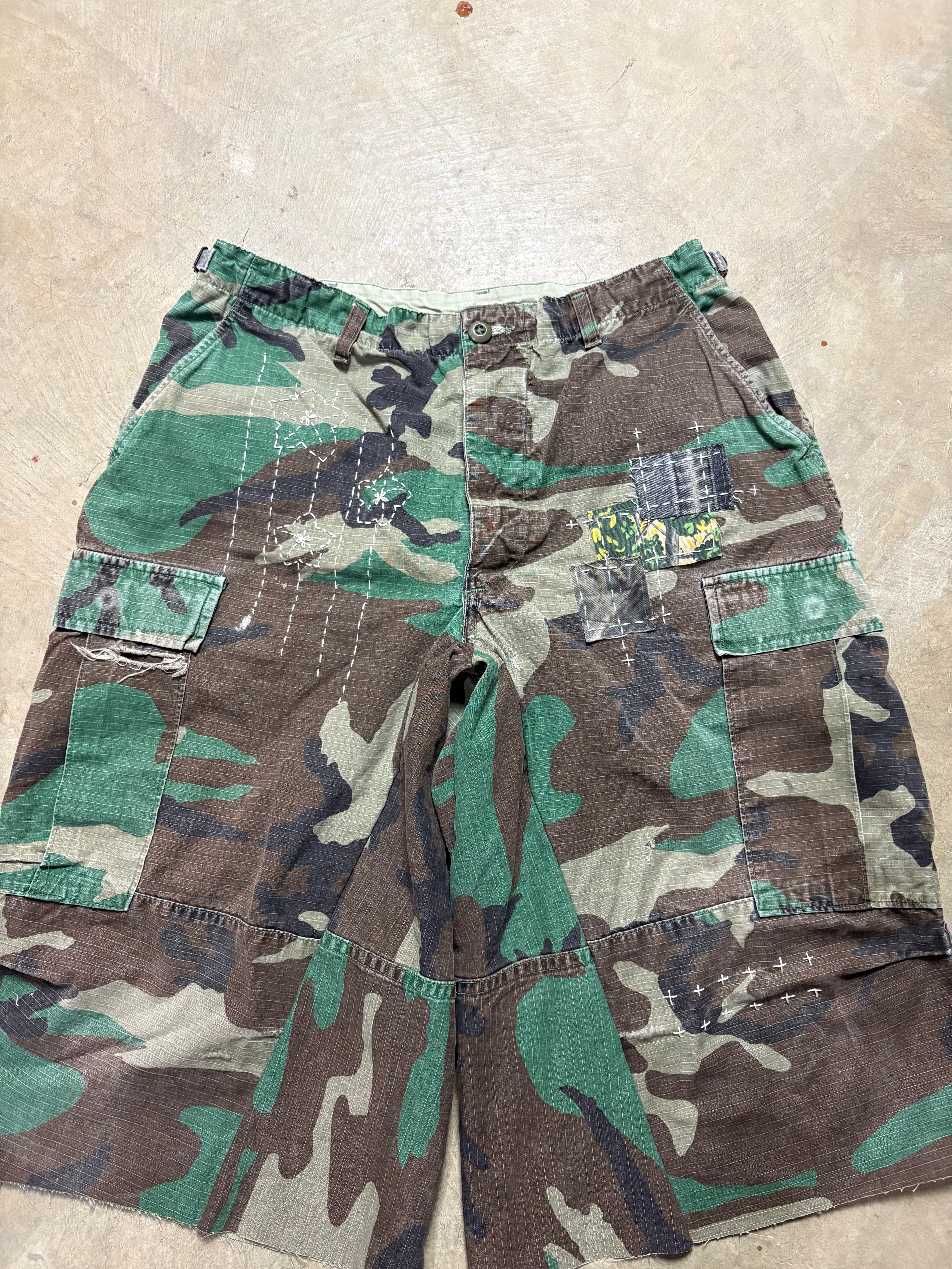 Vintage Sashiko-Repaired Military Camo Short - 34