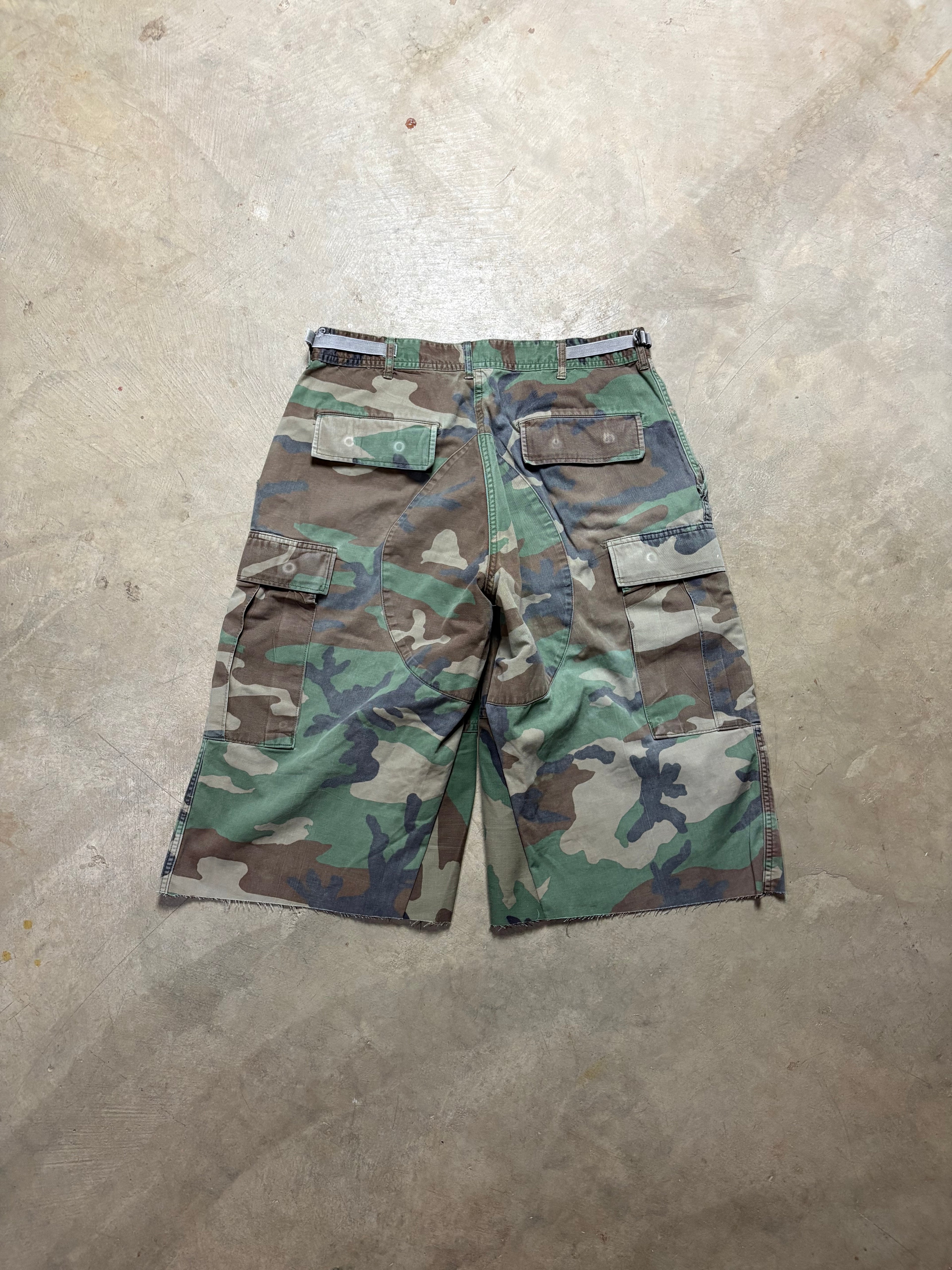 Vintage Faded Sashiko-Repaired Military Camo Short - 32