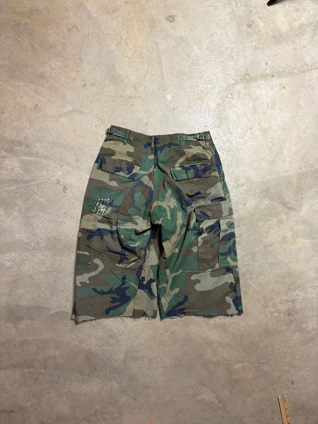Vintage Distressed Sashiko-Repaired Military Camo Short - 30