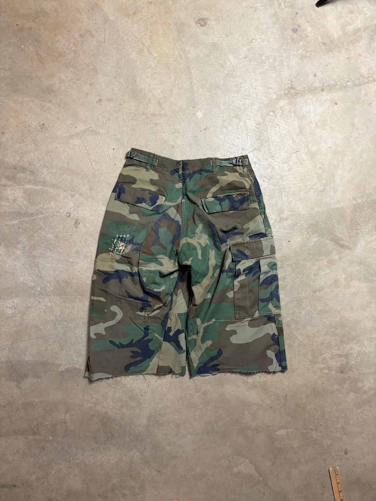 Vintage Distressed Sashiko-Repaired Military Camo Short - 30