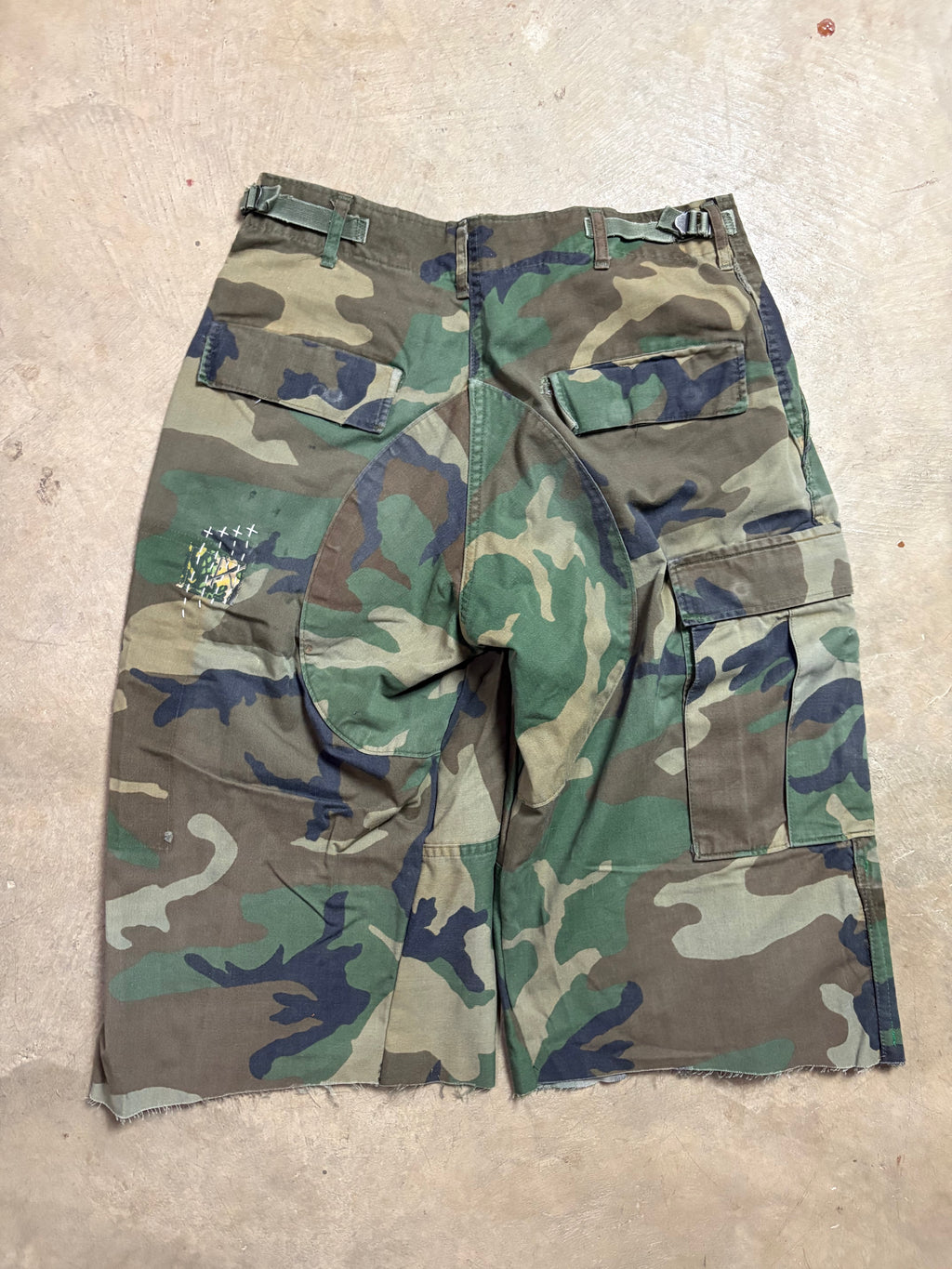 Vintage Distressed Sashiko-Repaired Military Camo Short - 30